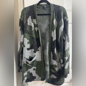 Army Green and Gray Camouflage Women's Cardigan